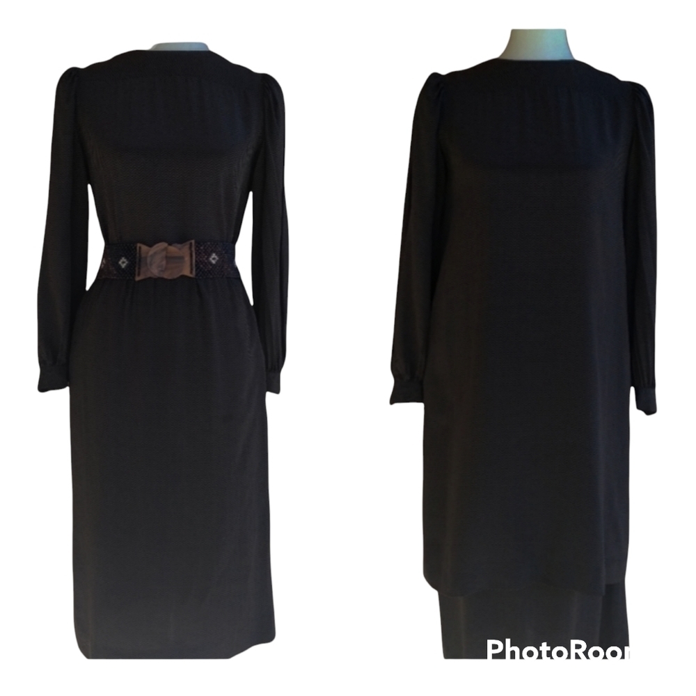 Vintage - Albert Nipon Brown And Black Chevron Si… - image 1